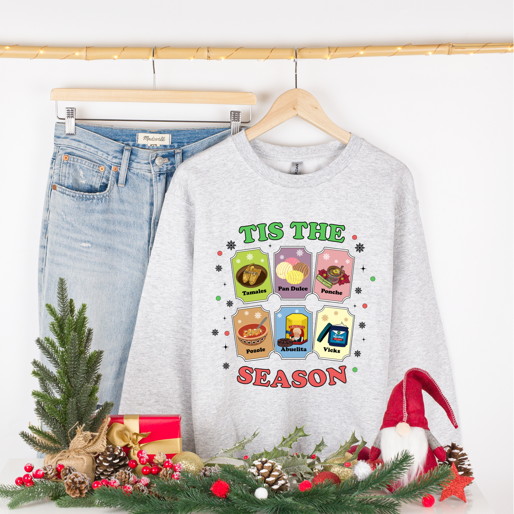 Tis The Season Latino Inspo cozy comfortable crewneck pullover