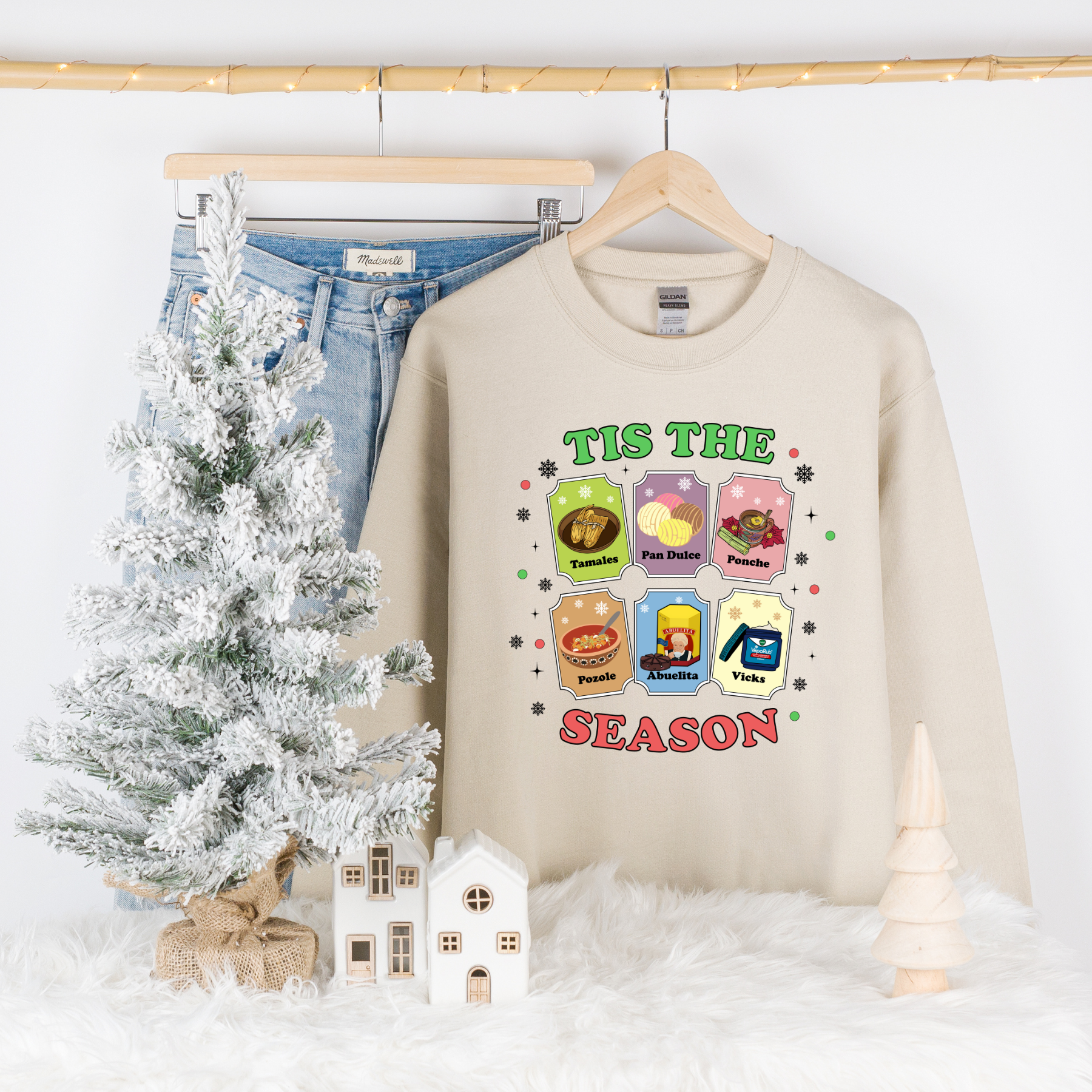 Tis The Season Latino Inspo cozy comfortable crewneck pullover