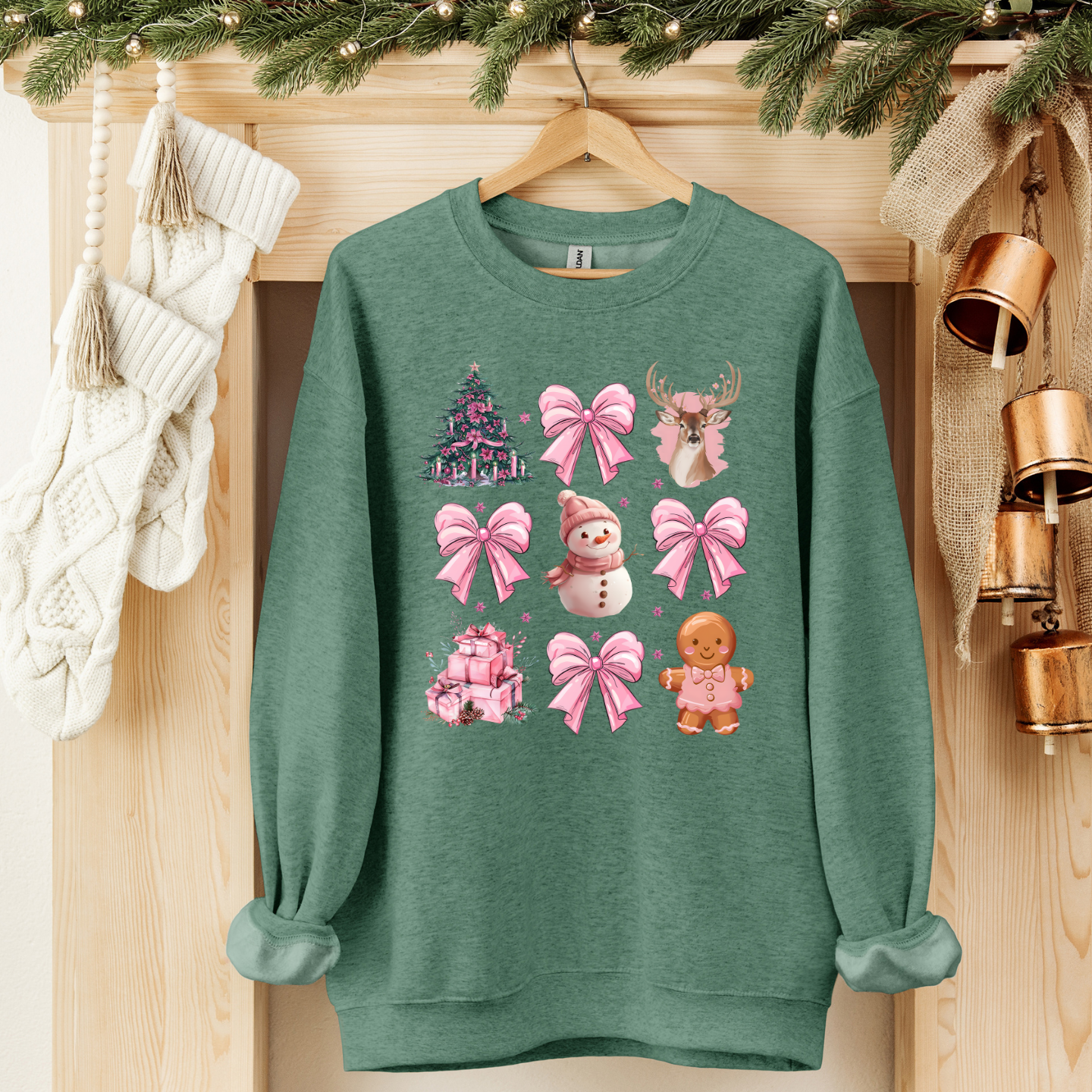 Pink Coquette snowman comfortable crewneck