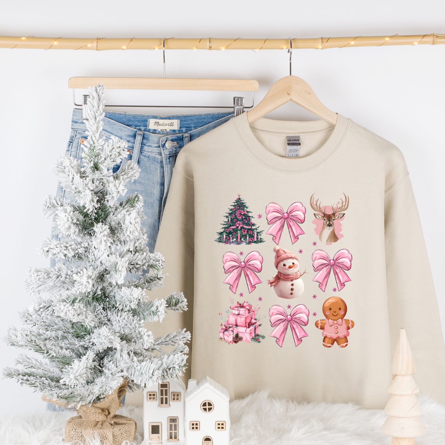 Pink Coquette snowman comfortable crewneck