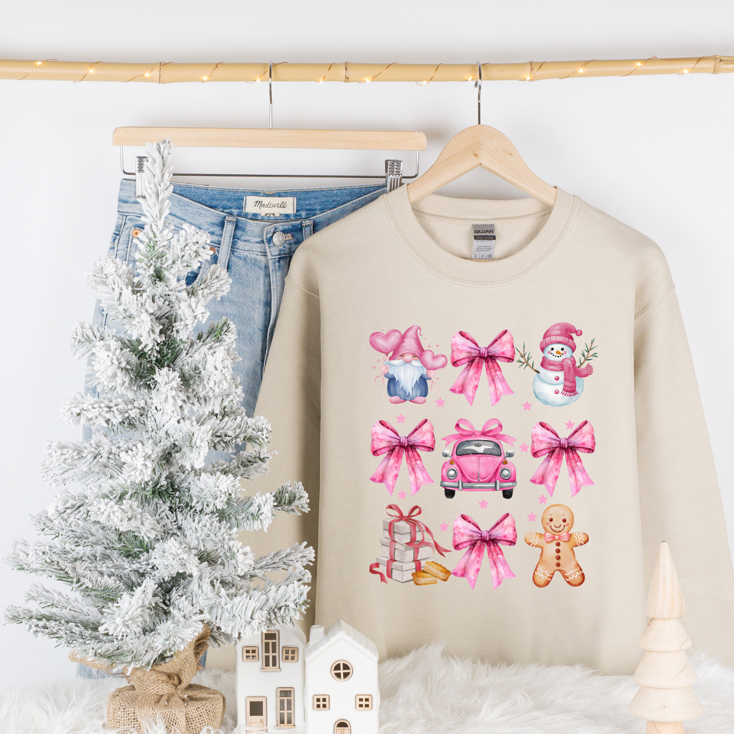 Elf,Buggy pink coquette crewneck