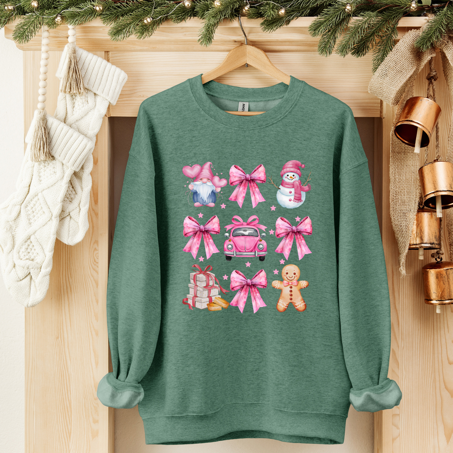 Elf,Buggy pink coquette crewneck