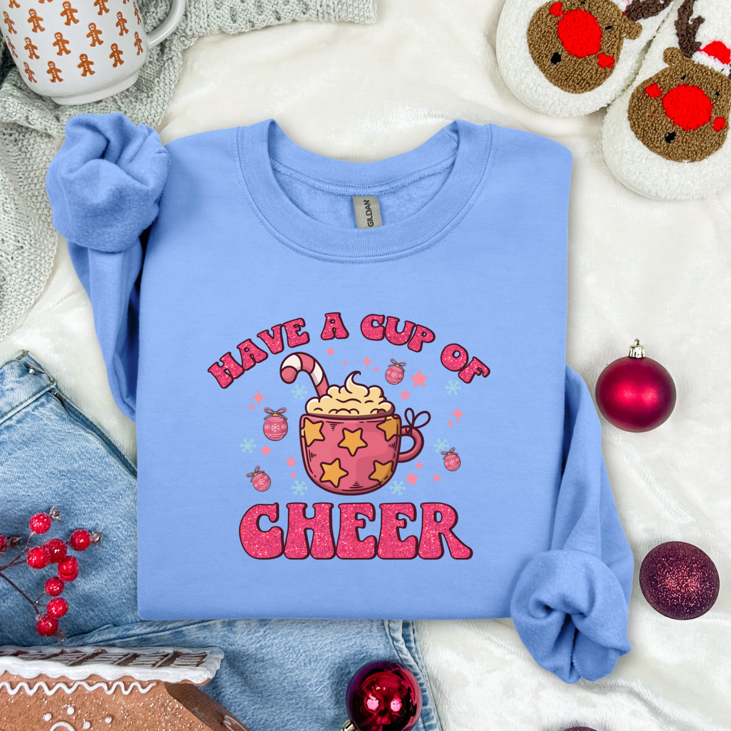 Have a cup of cheer comfortable cozy crewneck pullover