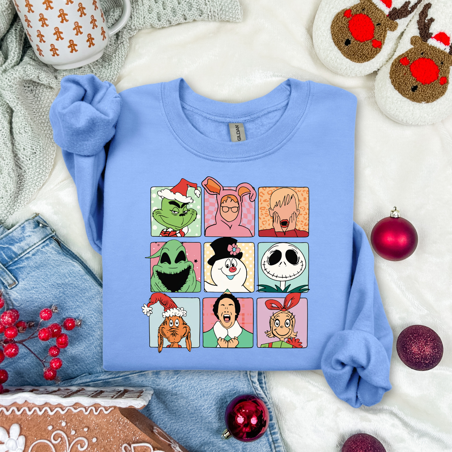 Christmas movie boxes comfortable cozy crewneck pullover