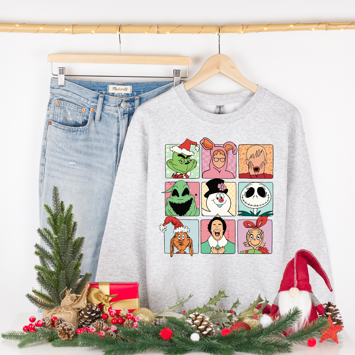 Christmas movie boxes comfortable cozy crewneck pullover