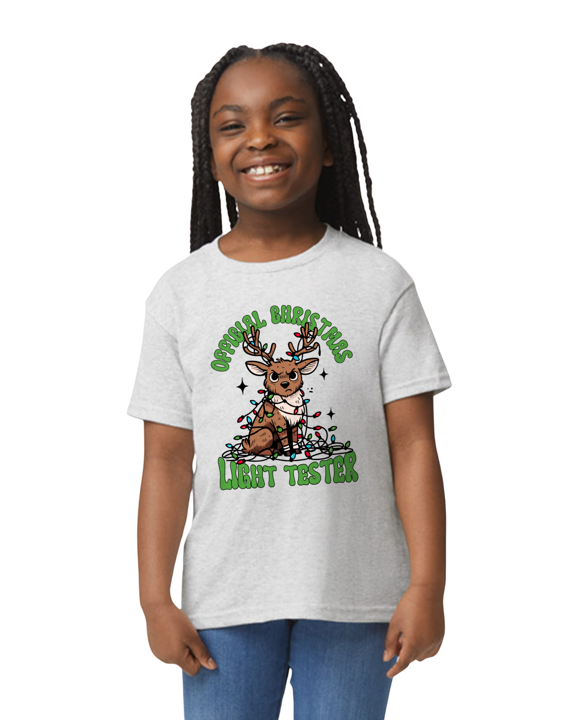 Kids Reindeer Christmas lights t-shirt