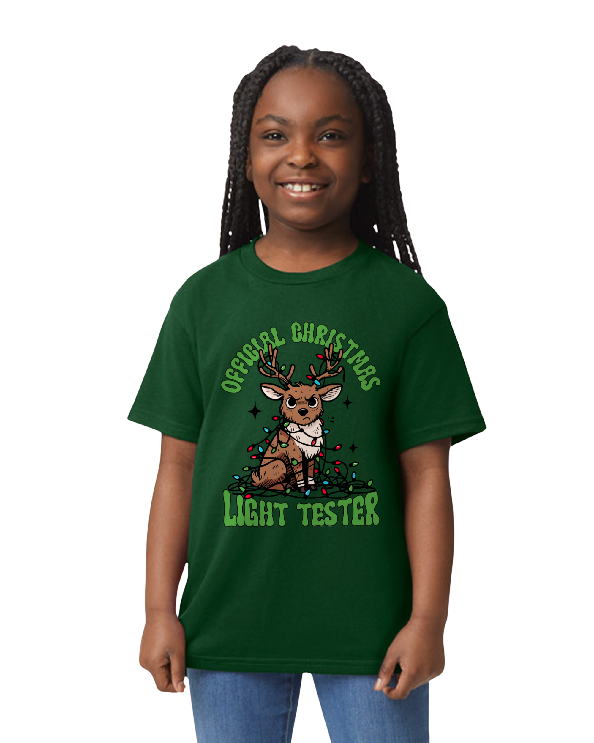 Kids Reindeer Christmas lights t-shirt