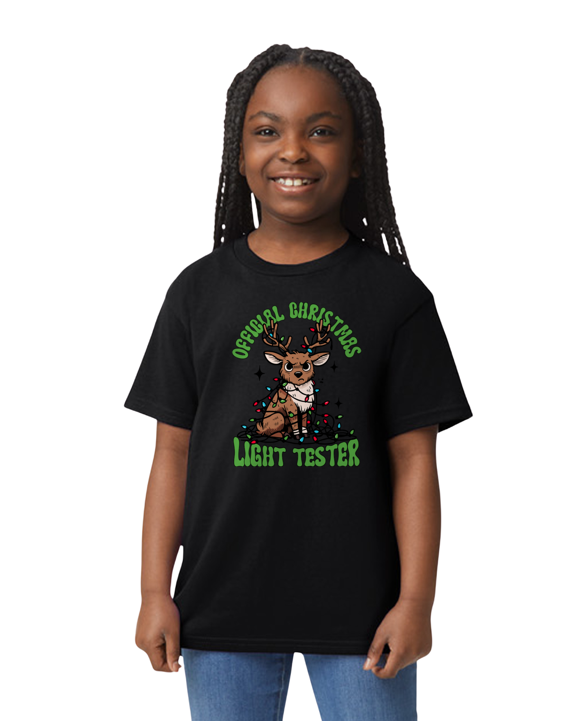 Kids Reindeer Christmas lights t-shirt